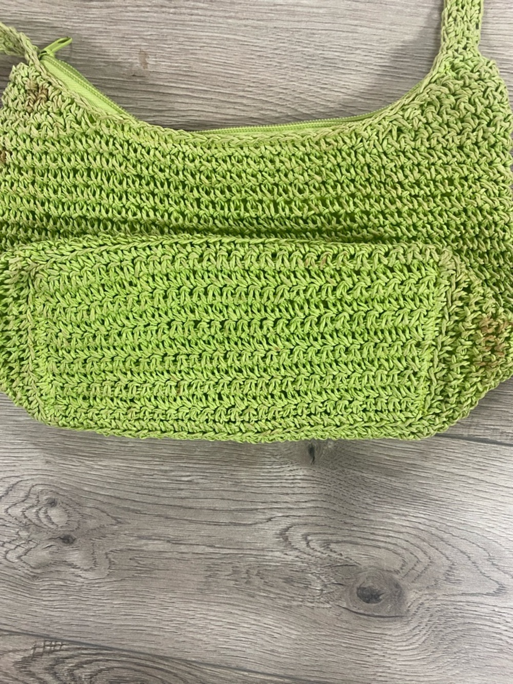 Handwoven Lime Green Crochet Shoulder Bag - Picture 3 of 4